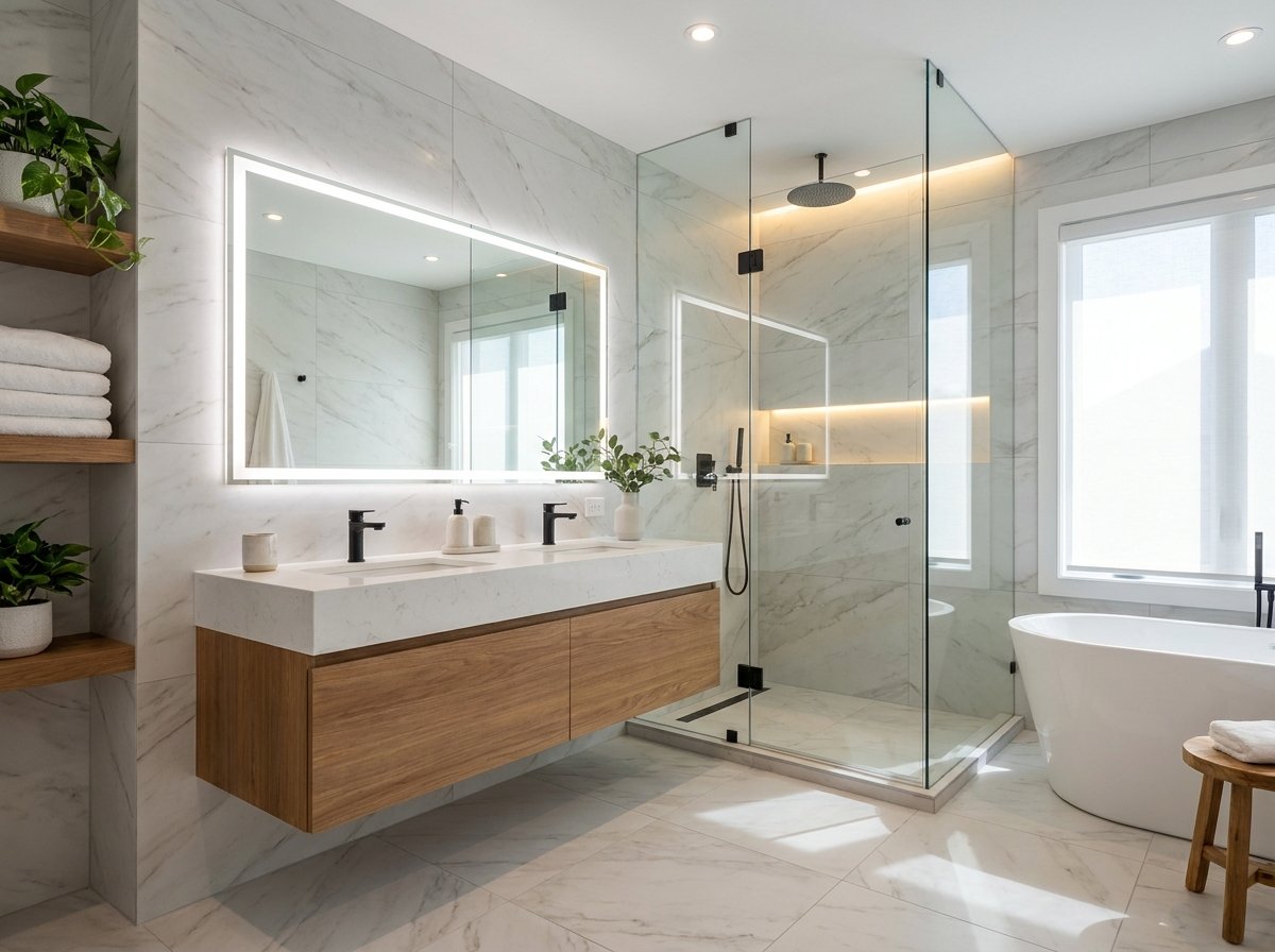 Salle de bain moderne après rénovation