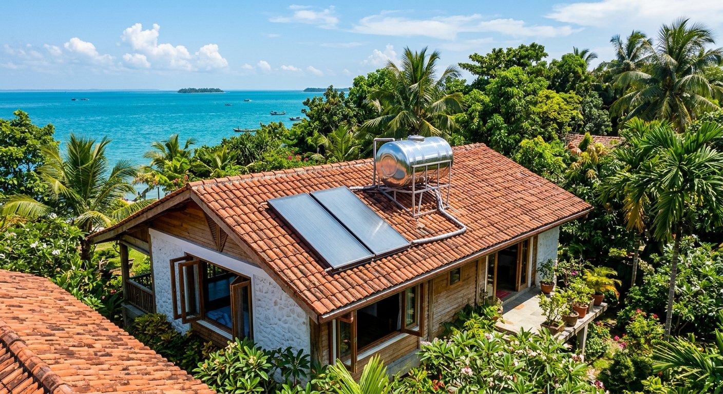 Maison moderne équipée de panneaux solaires